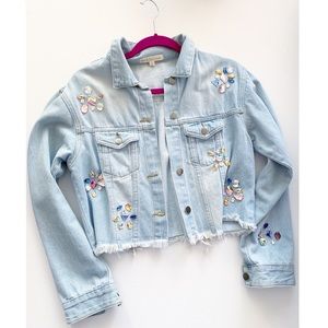 Embellished Cropped Denim jacket SzMedium